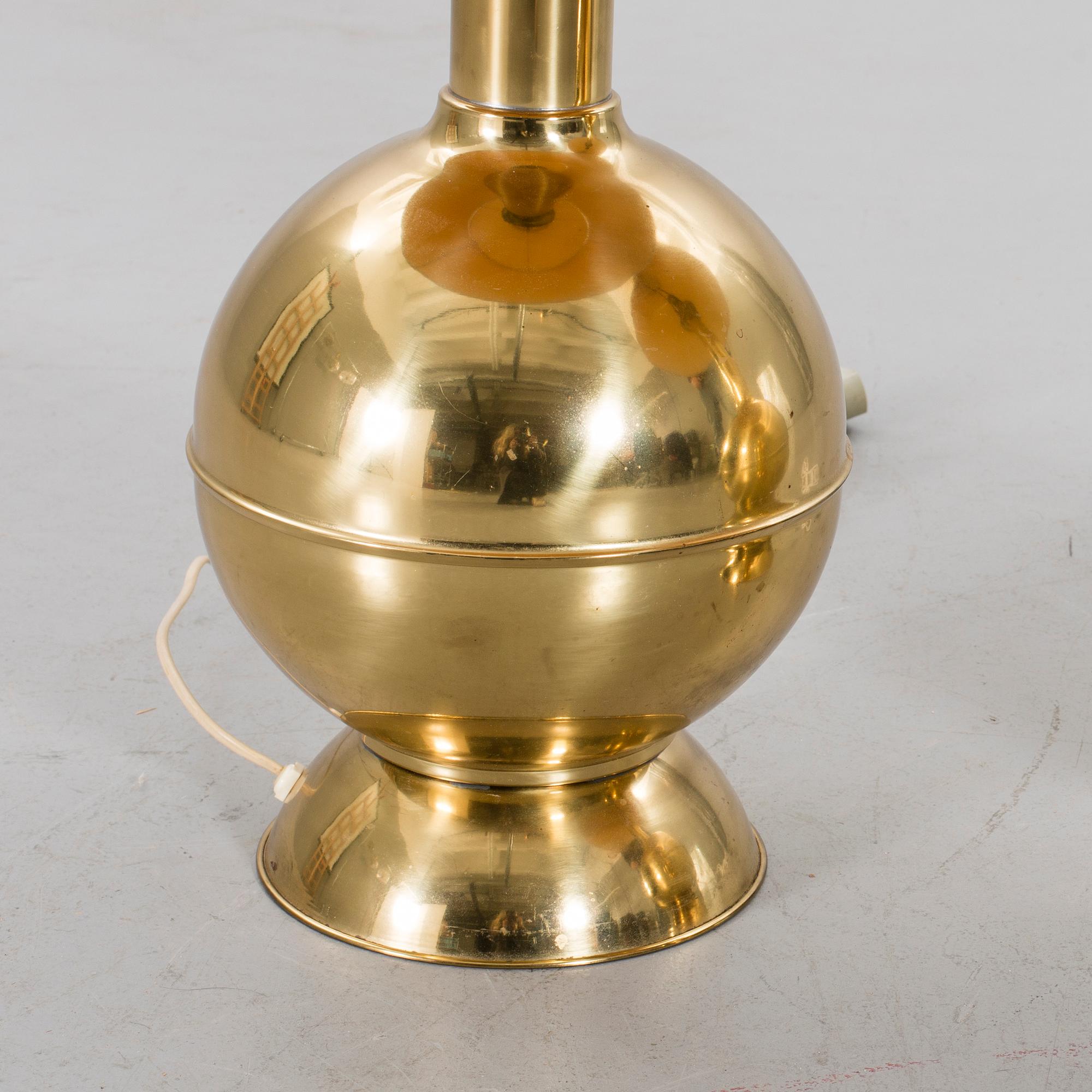 A pair of Danish brass table lamps, later part of the 20th century.