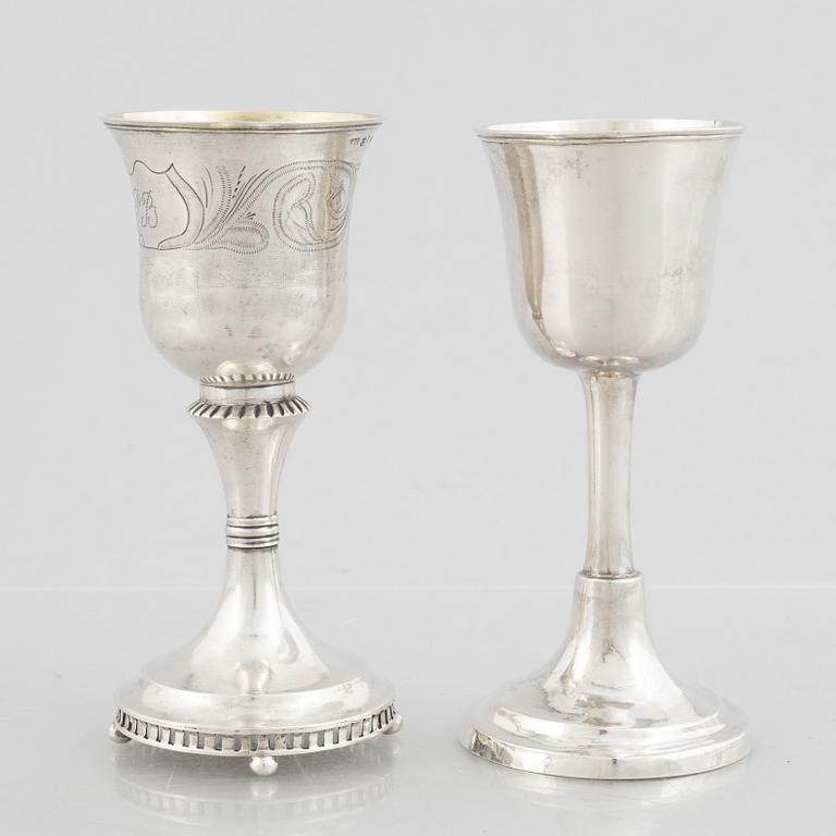 Supkalkar, 2 st, silver, Sverige, 1800-talets början.