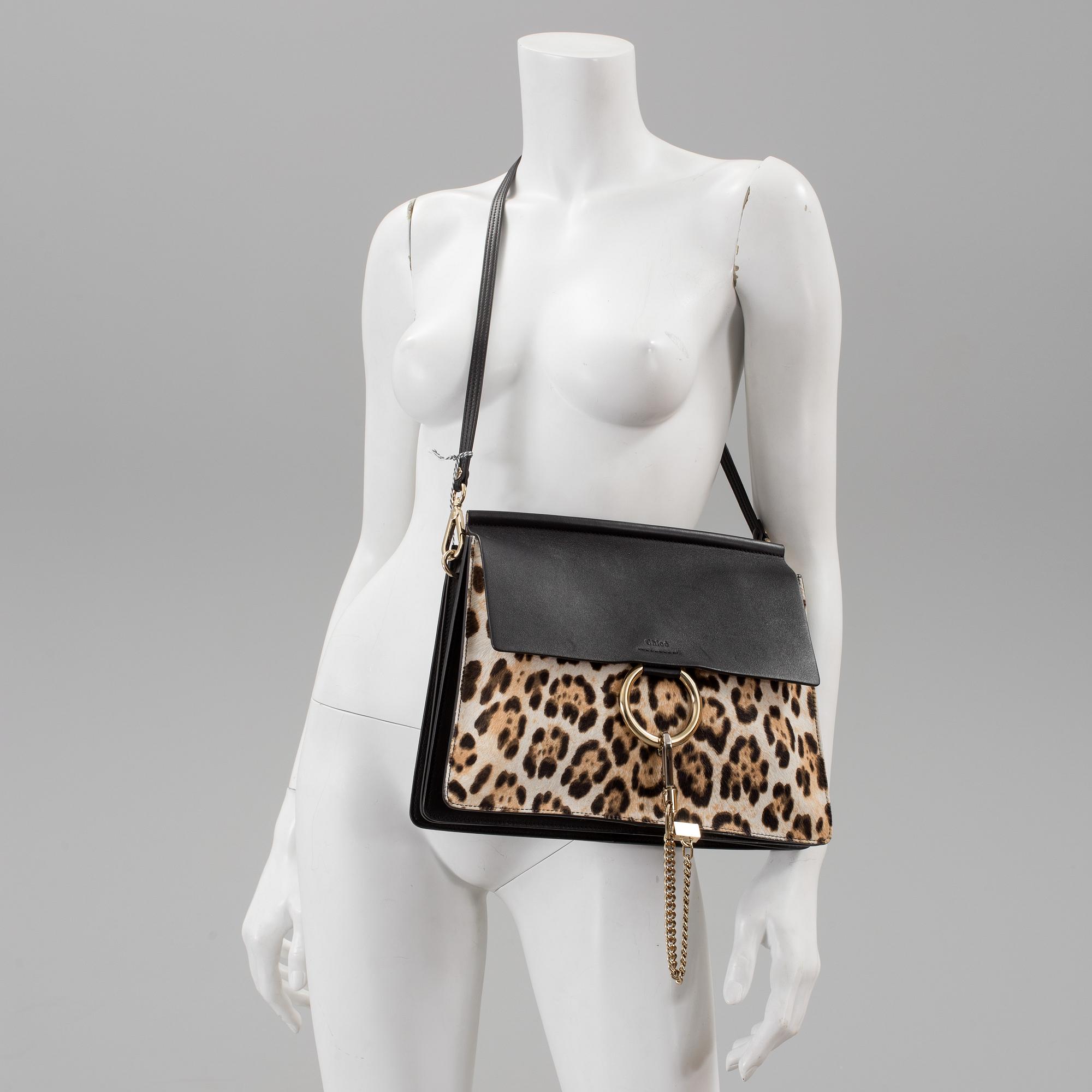 A Chloé "Faye" handbag with imitation leopard.