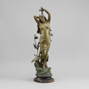 SKULPTUR, jugend, patinerad metall, omkring år 1900.