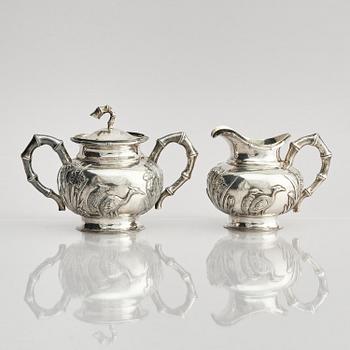 A fine Chinese Export silver tea and coffee service, Sing Fat, early 20th century.