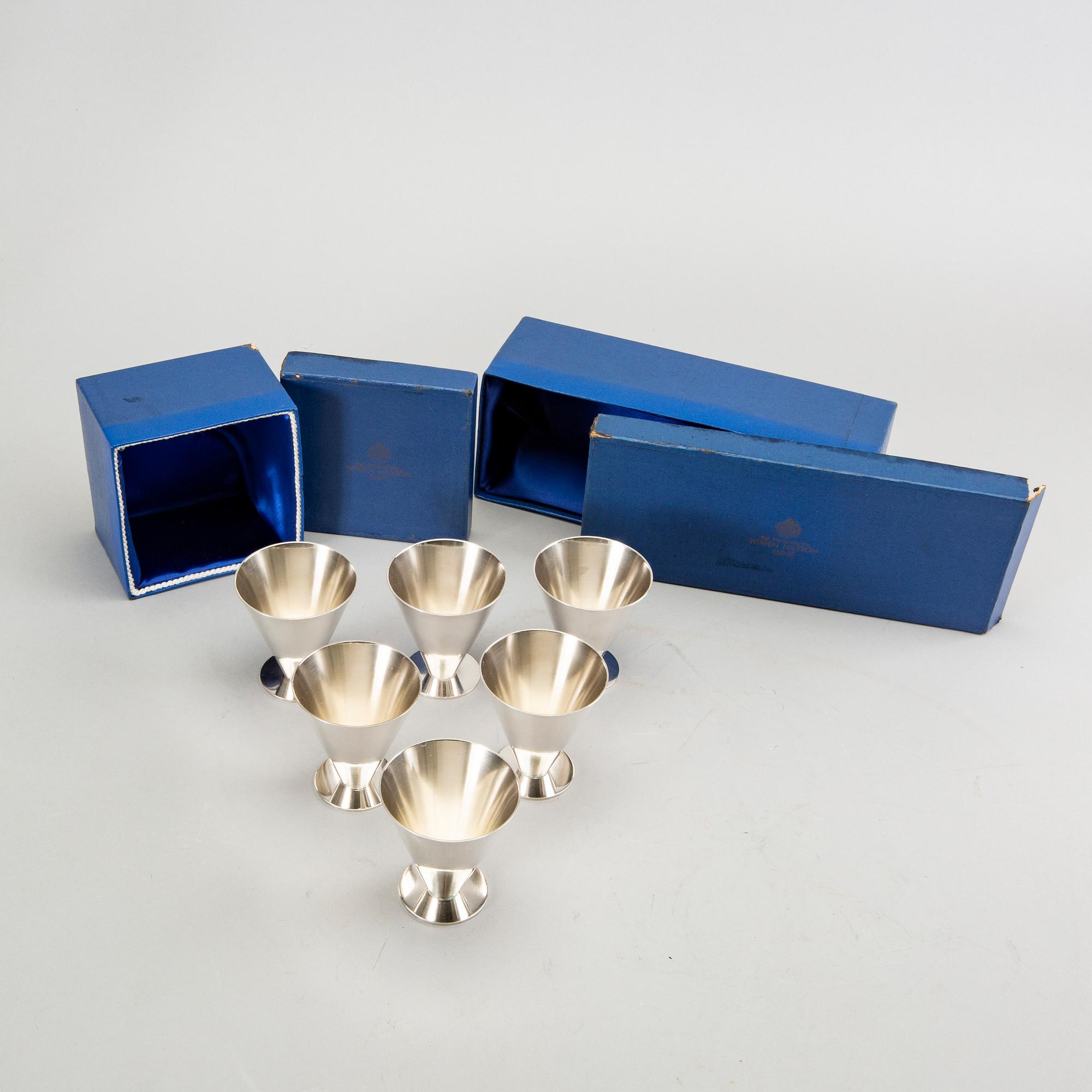 Wiwen Nilsson, six silver cocktail cups, Lund 1974.