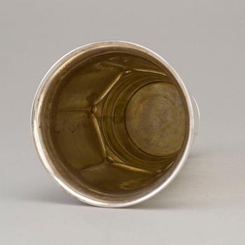 A Danish Art Nouveau parcel-gilt beaker / vase, maker's mark CARL J. S. MØINICHEN, Copenhagen, 1920.