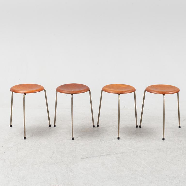 Arne Jacobsen, pallar 4 st, "Dot", Fritz Hansen, Danmark, 1960-tal.