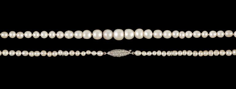A natural pearl necklace, 1930's.
