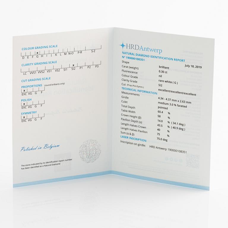 Earrings with brilliant-cut diamonds accompanied by an HRD report.
