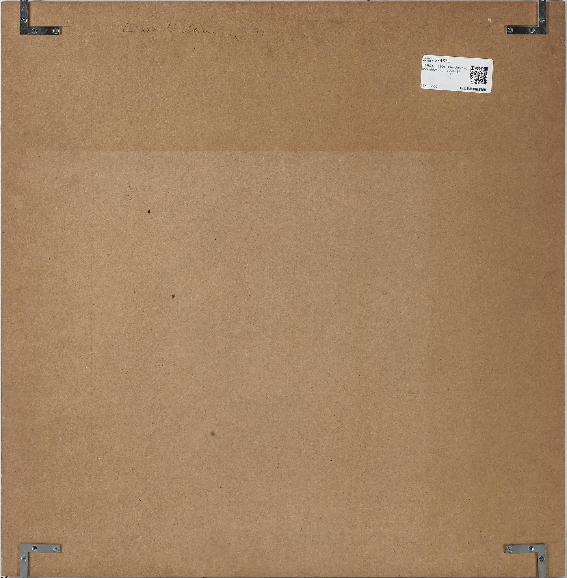 LARS NILSSON, blandteknik, mdf-skiva, sign o dat -91.