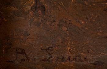 OKÄND KONSTNÄR. Kopia efter Bernardino Luini. Oljemålning på pannå. 1900-tal.