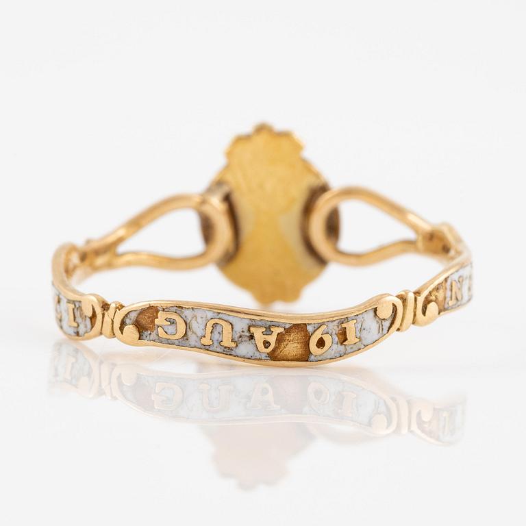 Revolution ring, King Gustav III, gold and enamel.