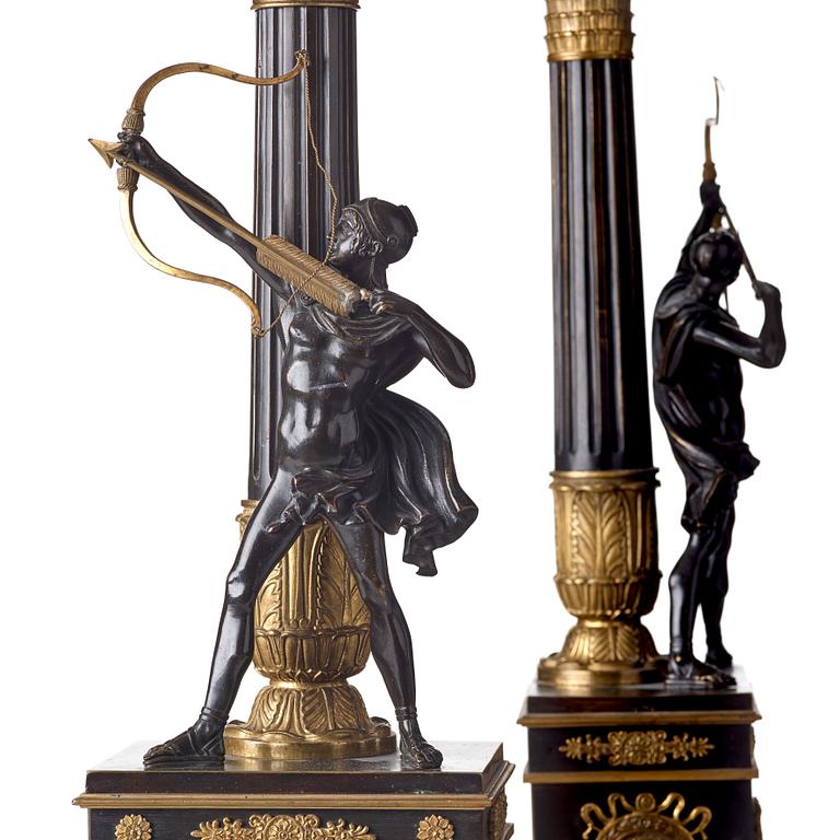A pair of Empire-style ten-light candelabra, second half of the 19th century.