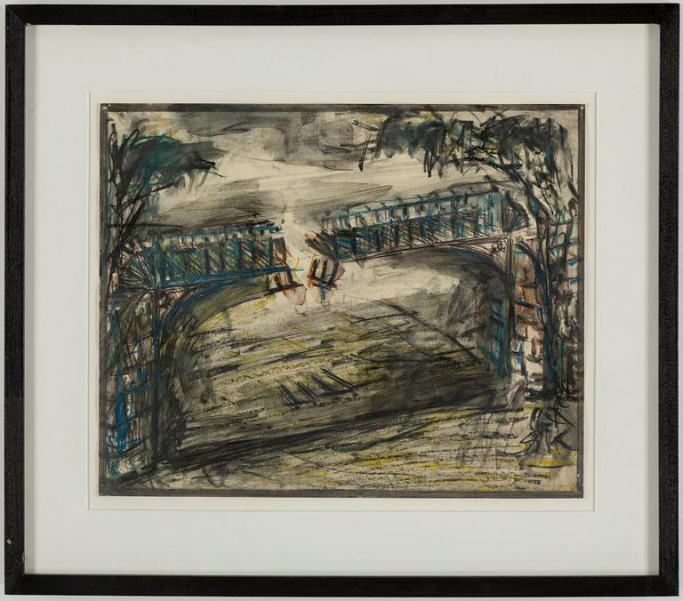 Jack Barth, mixed media on paper, signed Barth.