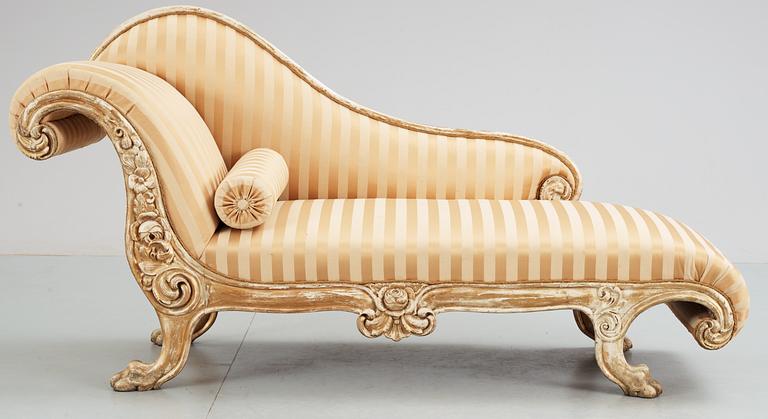 A Regency style chaise longue, 19th Century.
