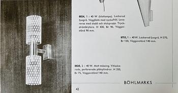 Harald Notini, A wall lamp, model 8820, Arvid Böhlmarks Lampfabrik, Stockholm, 1950s.