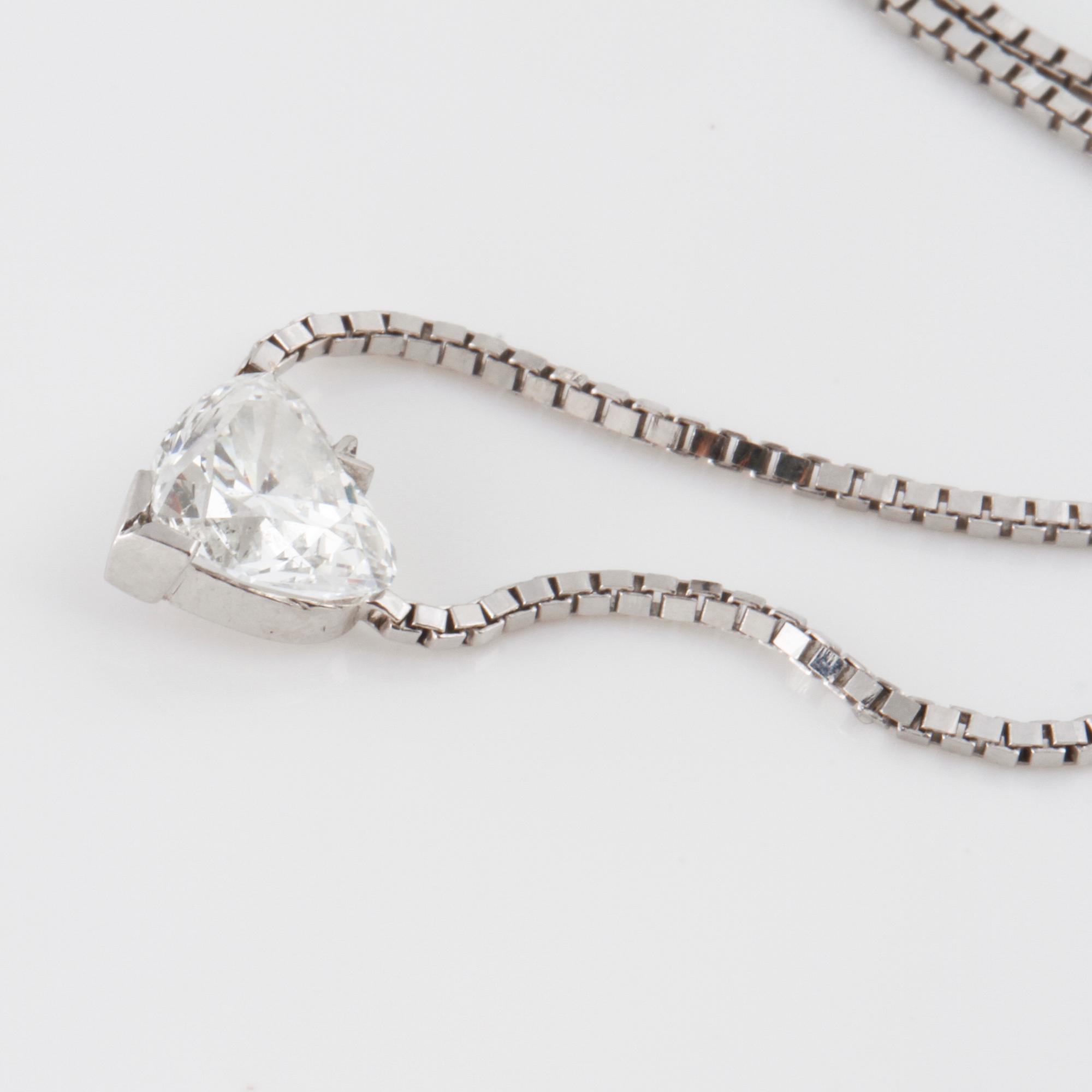 HALSBAND, med hjärtslipad diamant ca 1.00 ct,  Balestra Italien.