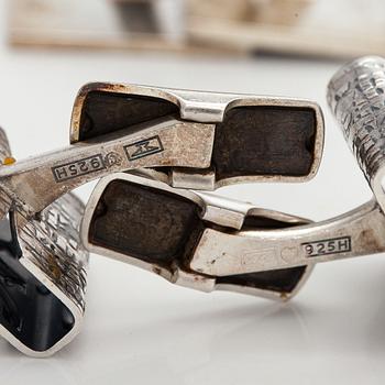 Elis Kauppi, cufflinks, 4 pairs, silver, tiger's eye, onyx, Kupittaan Kulta, Turku 1960s.