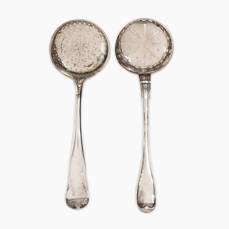 Straining spoons, 2 pcs, silver, Stockholm 1785-1795.