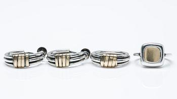 CARTIER, örhängen och ringar, 2st, 18K guld och sterlingsilver.
