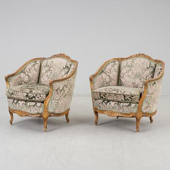 BERGÈRER, ett par, rokokostil, AB Larsson & Nilsson, omkring 1900-talets mitt.