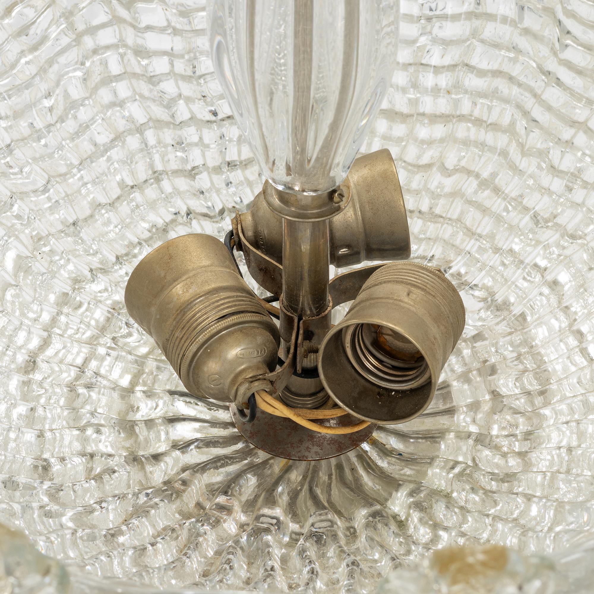 Carl Fagerlund, a glass ceiling lamp, Orrefors, 1940s.
