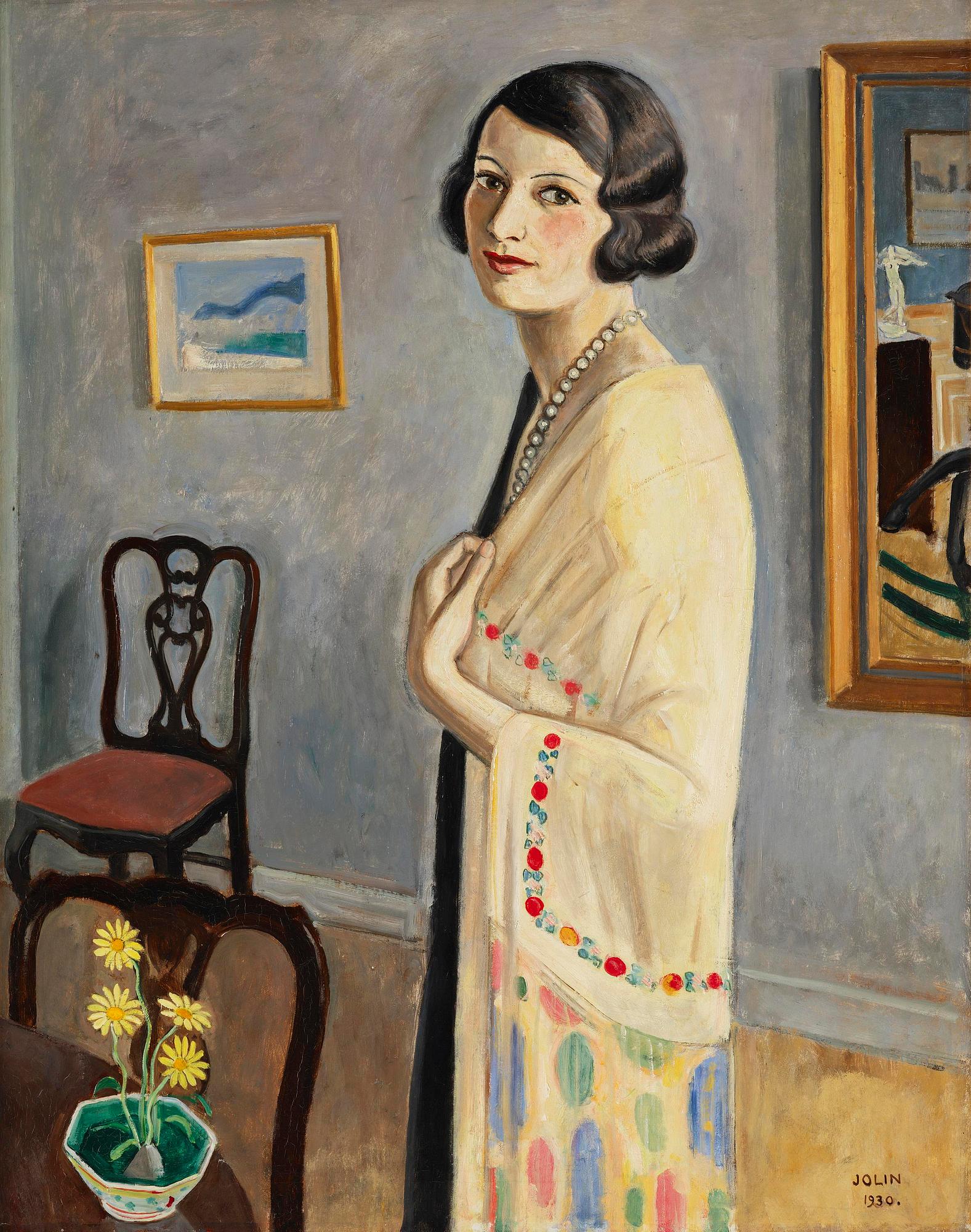 Einar Jolin, Elegant lady in a pearl necklace.