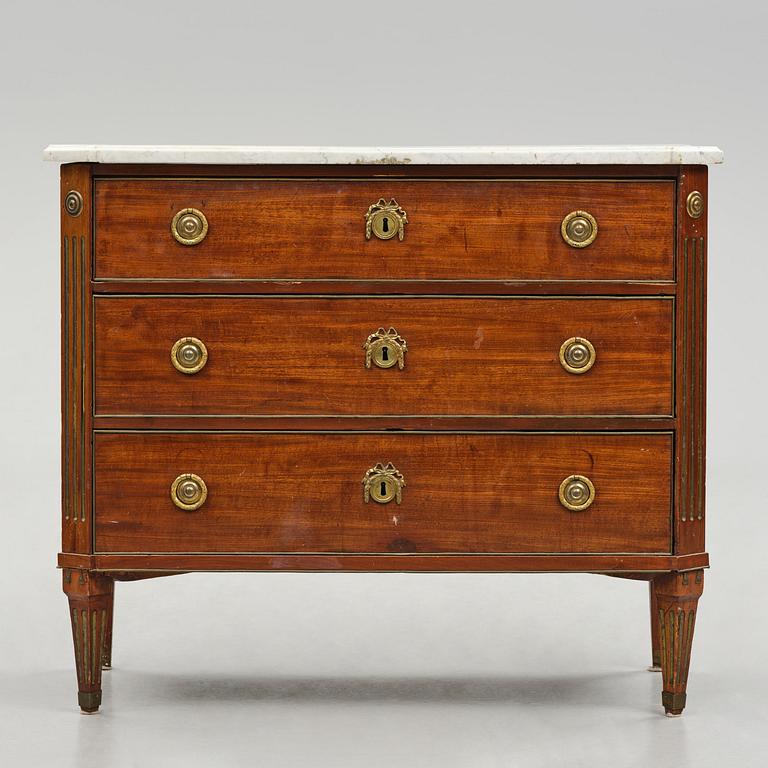 A late Gustavian mahogany commode, Stockholm, late 18th century.