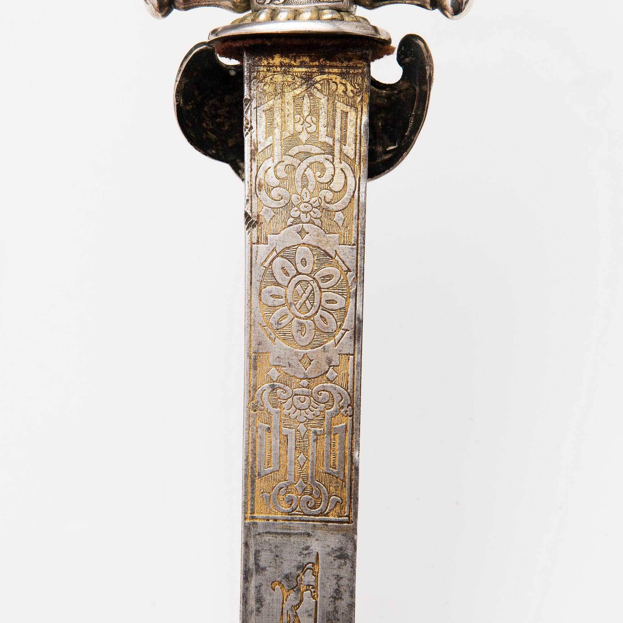 A Danish 18th Century silver-mounted hunting dagger.