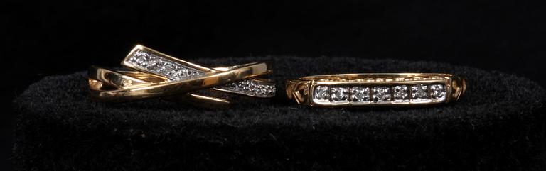 RINGAR, 2 st, 18K guld samt briljanter. Bl a importstämplar samt utländska stämplar.