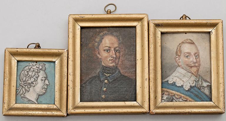 ALEXIS JULIUS WETTERBERGH, olja på pannå 3 st, miniatyrer. Sign o dat 1871 a tergo.