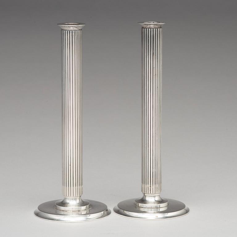 Sigvard Bernadotte, a pair of sterling silver candlesticks, Georg Jensen, Copenhagen 1945-77, design nr 855B.