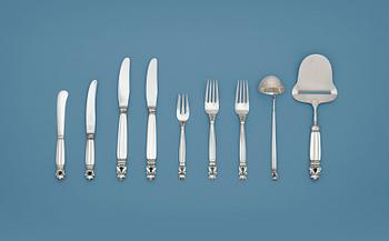 716. A Johan Rohde set of 46 pcs of 'Acorn' flatware, Georg Jensen, Copenhagen 1945-77.