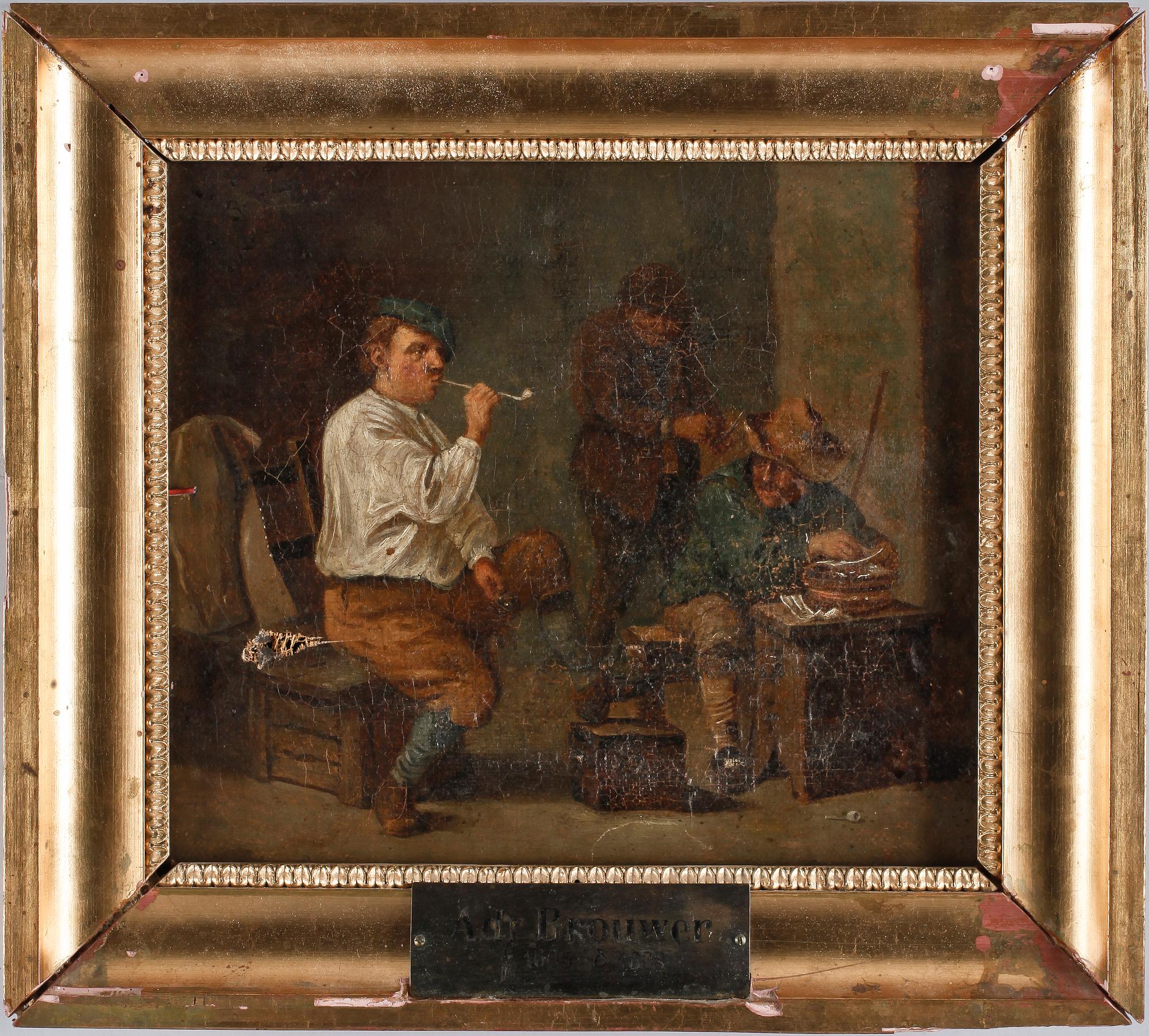 ADRIAEN BROUWER, hans art, olja på duk, 1600/1700-tal.