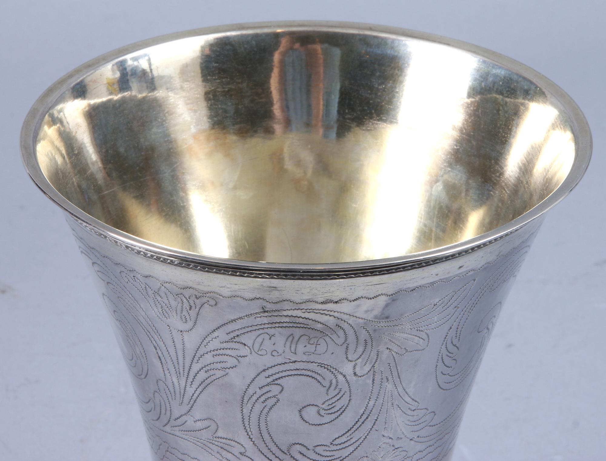 BÄGARE, silver, Stephan Westerstråhle (1789-1813), Stockholm, 1809. Vikt 407 gram.