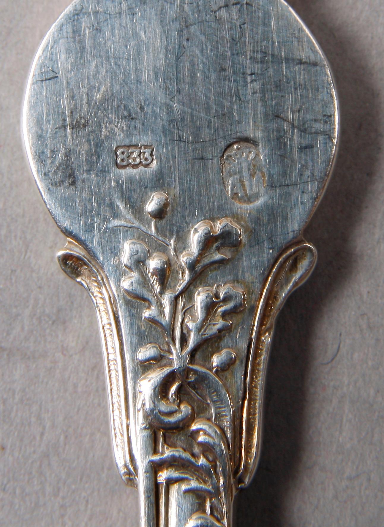 HUMMERGAFFLAR, 6 st, silver, rokokostil, Danmark.