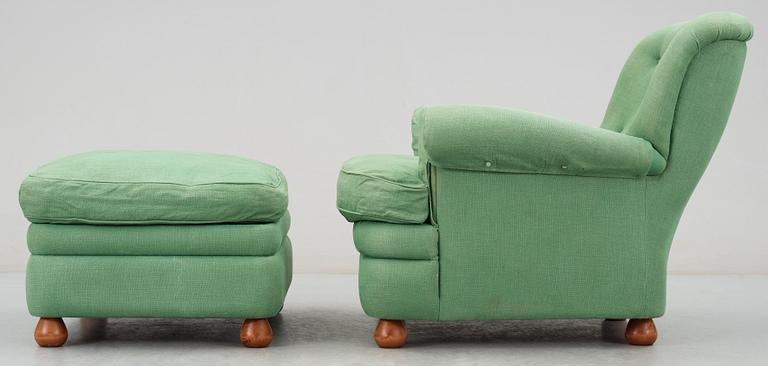 FÅTÖLJ med FOTPALL, modell 336, Josef Frank, Firma Svenskt Tenn.