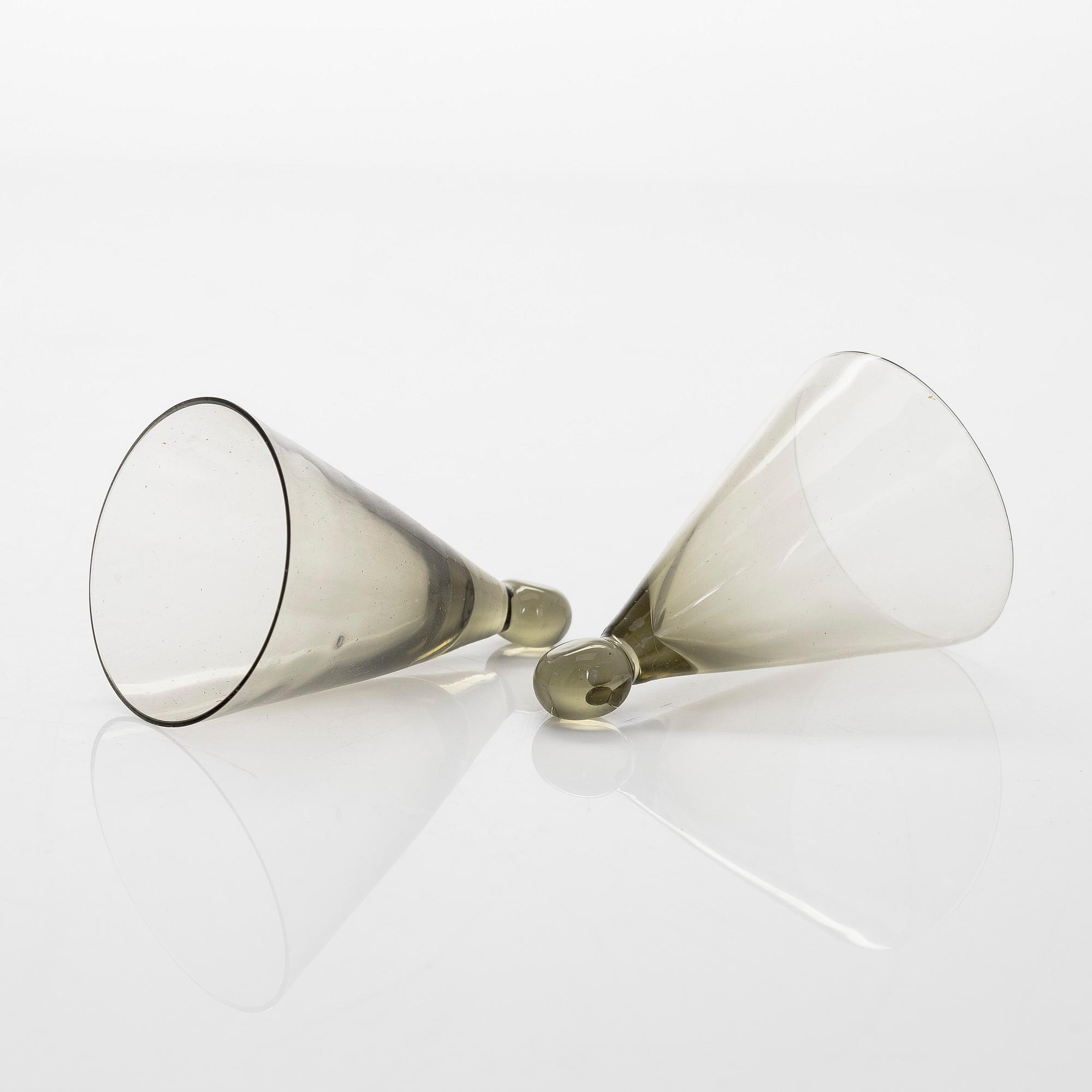 Kaj Franck, a set of six early 1950s schnapps glasses for Nuutajärvi.