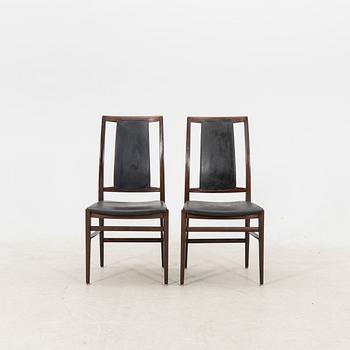 A table and four chairs in lacquered mahogany by David Rosén, "Triva-diné", middle of the 20th century.