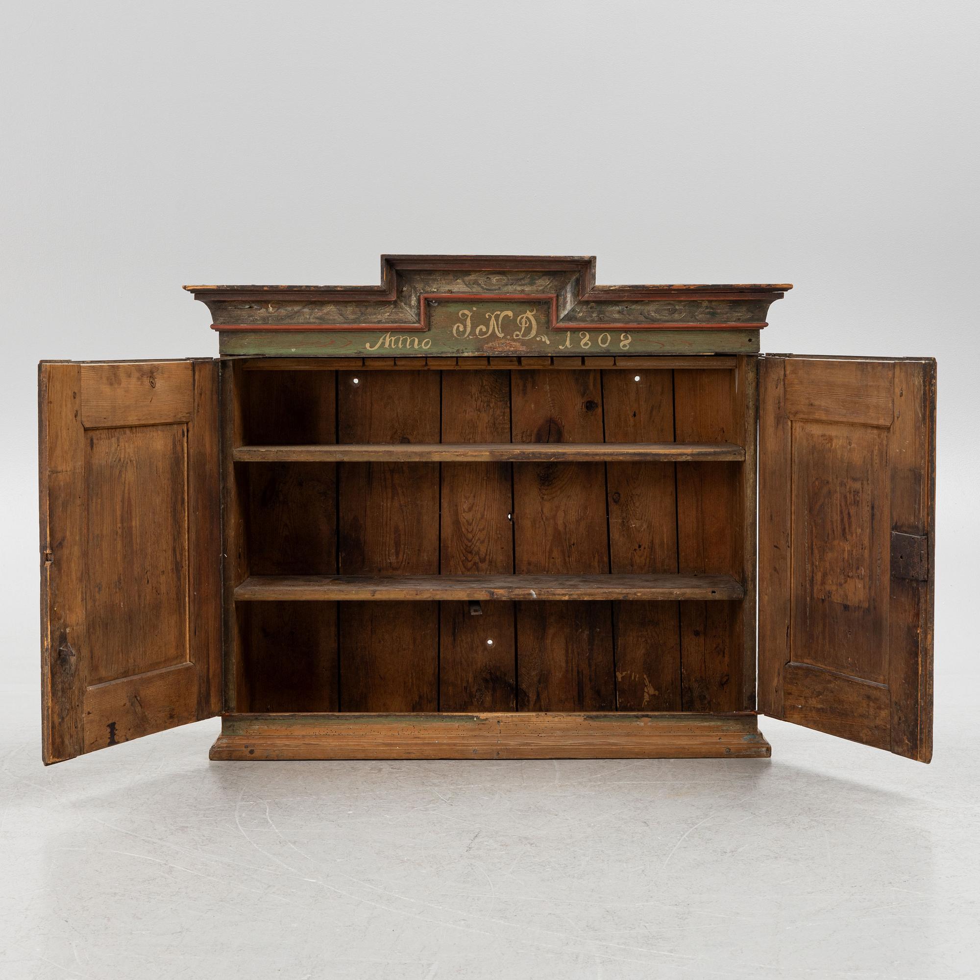 Cabinet., folk art, dated 1808.