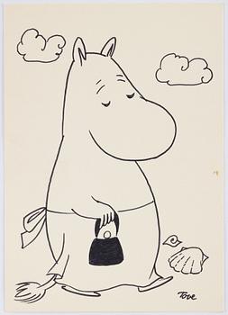 Tove Jansson, tuschteckning, signerad Tove.