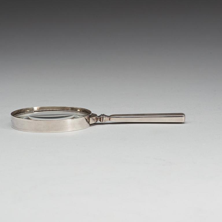 A Sigvard Bernadotte sterling magnifying glass, Georg Jensen, Copenhagen 1933-44.