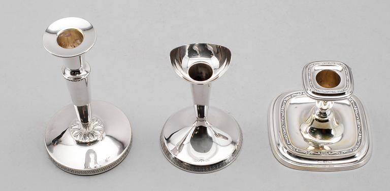 LJUSSTAKAR, 3 par, silver, GAB, K&EC och CG Hallberg, 1954, 1959 och 1960.