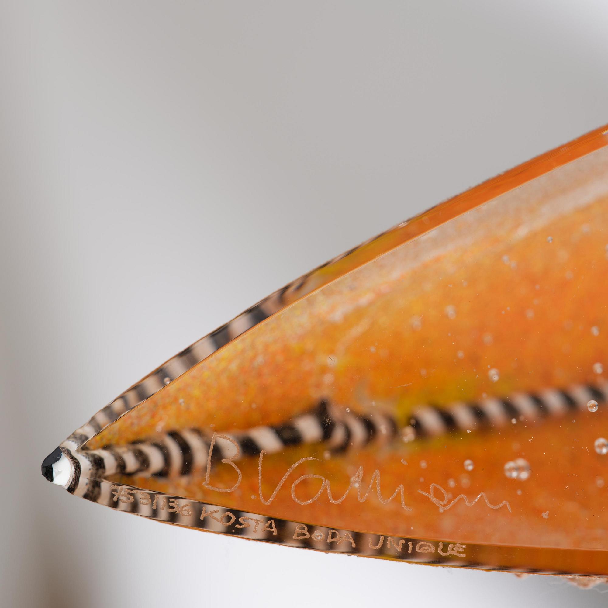 Bertil Vallien, a unique sand cast glass sculpture of a boat, Kosta Boda, Sweden.