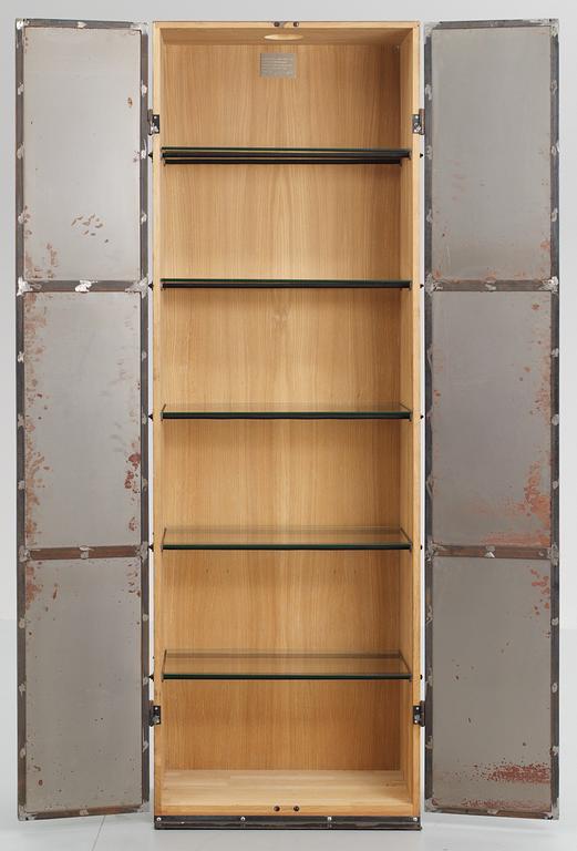 A Jonas Bohlin stained oak and steel panes cabinet 'Slottsbacken', Källemo, Sweden 1987.