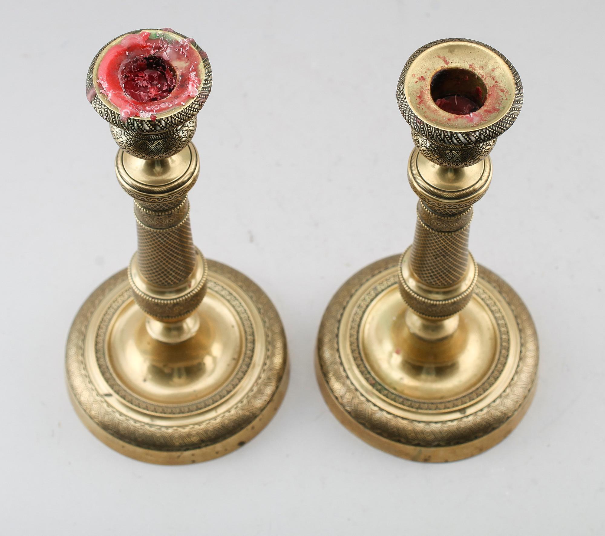 LJUSSTAKAR, 1 par, brons, möjligen Ryssland, empire, 1800-talets första hälft.