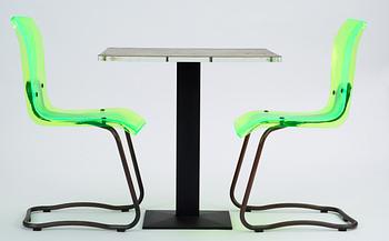 A set of two plastic and metal chairs and a  table 'Kiasma', Källemo AB,  Sweden 2008.