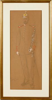 CARL LARSSON, blyerts, akvarell, täckvitt och färgkrita, sign.