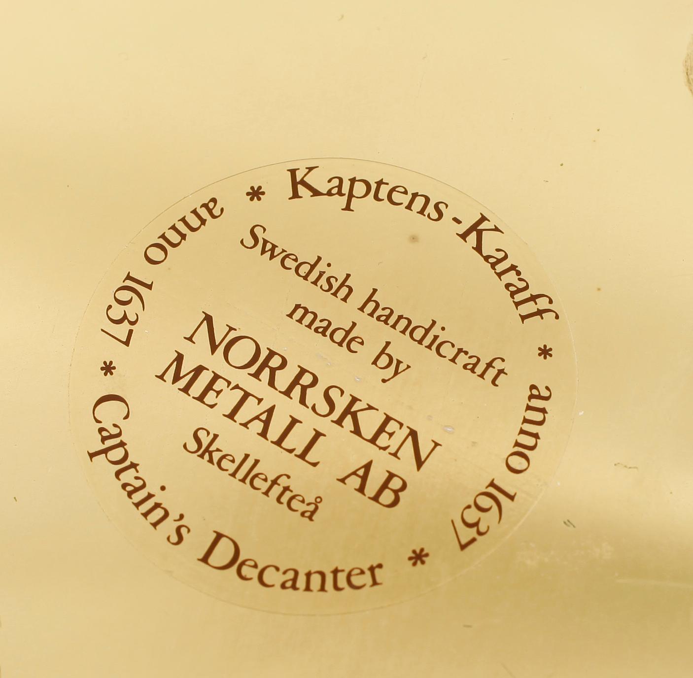 SKEPPSKARAFFER, 2 st, Norrsken Metall AB, Sweden, 1900-talets andra hälft.