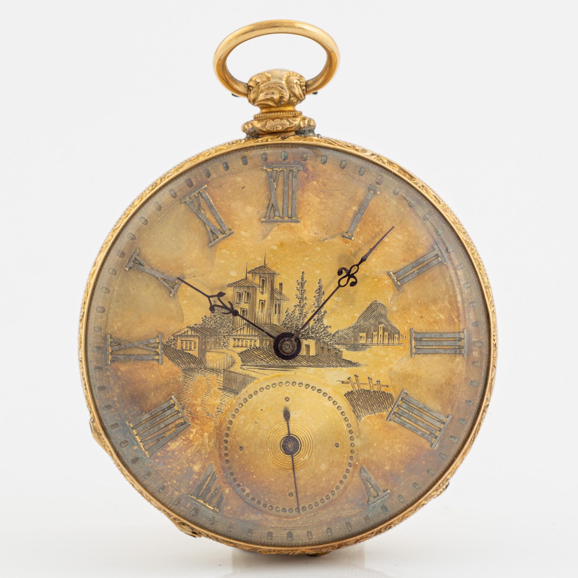 Fickur, 18K guld, 46 mm.