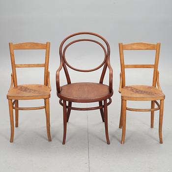 STOLAR, 2 st, Thonet samt KARMSTOL, 1900-talets första hälft.