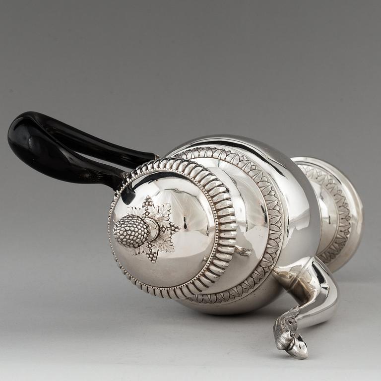 A Swedih 19th century silver coffee-pot, mark of Johan Engelbrekt Malm, Stockholm 1828.