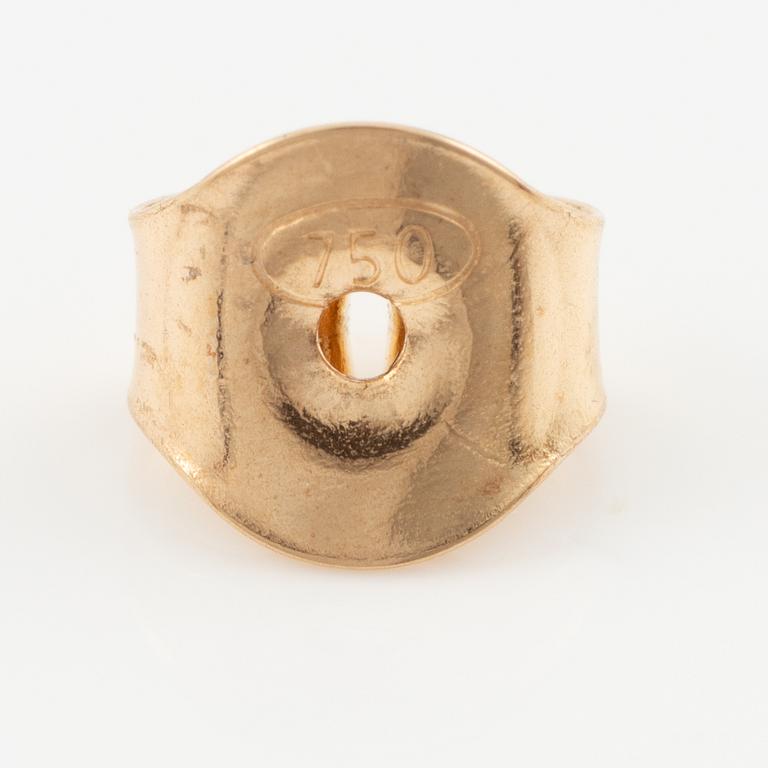 Earrings, 18K gold with six sapphires and two brilliant-cut diamonds.